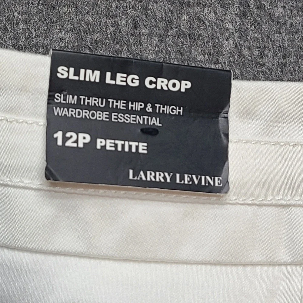 Larry Levine Slim Leg Crop Pants Women 12P‎ White New Slim Fit Petite Trousers